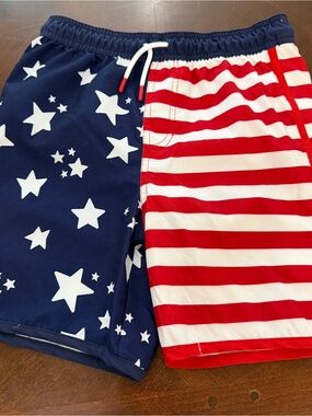 Cat and Jack Patriotic Stars & Stripes Swim Trunks - Sz L (10-12)